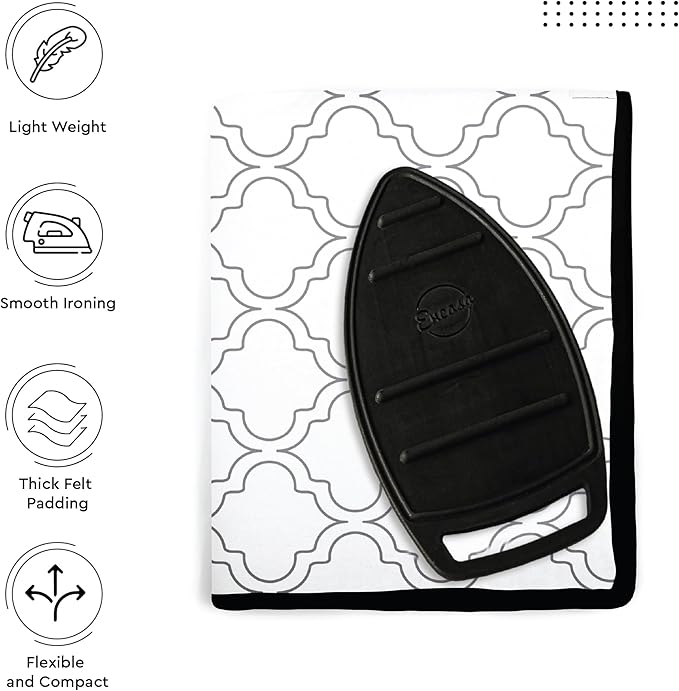 Encasa Homes Ironing Mat/Pad (Large 48"x28") with 3mm Padding & Silicone Iron Rest for Steam Pressing on Tabletop or Bed - Heat Resistant, Portable, Quilting & Travel Blanket - White Tiles-Ruum Studio Home