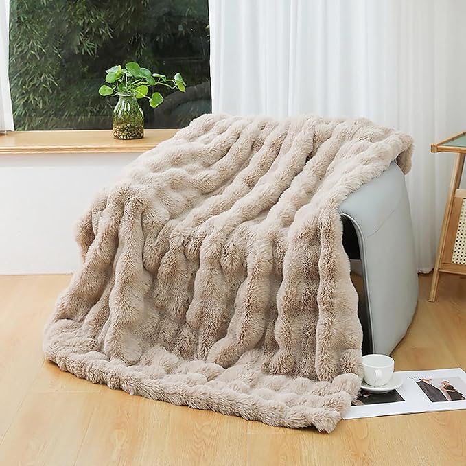 UKELER Faux Fur Throw Blanket Plush Thick Fleece Blanket Fluffy Cozy Soft Warm Blankets Throws for Bed, Couch, Sofa, Office, Camping 50''x60'' Camel-Ruum Studio Home
