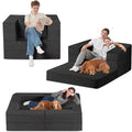 Folding Bean Bag Chair for Adults,3-in-1 Bean Bag Couch Faux Fur Floor Sofa Large Beanbag Convertible Bean Bag Sofa Bed with Pillow in Bedroom,Living Room,Apartment(Twin,Black)-Ruum Studio Home