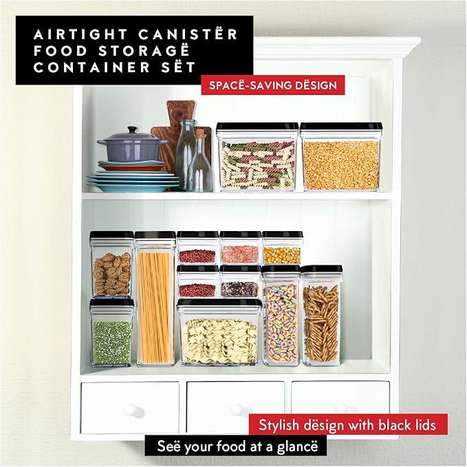 DWËLLZA KITCHEN Airtight Food Storage Containers - Pantry Snacks Kitchen Container, Baking Supplies, 4LB Sugar & Flour Canister - 4 Pc Set All Same Size - Clear Plastic BPA-Free - Keeps Fresh & Dry-Ruum Studio Home