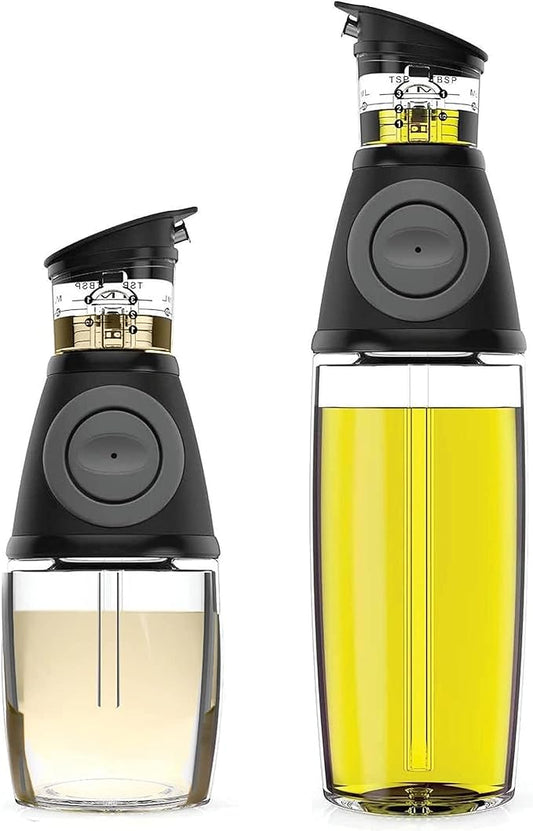 Olive Oil Dispenser Bottle with Pump - Oil Dispenser for Kitchen, Glass Oil and Vinegar Dispenser Set, Measured Cruet for Cooking - Ideal Oil Bottles for Kitchen Gadgets & Gifts, 2 Pack-Ruum Studio Home