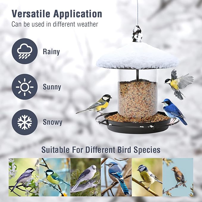 Metal Roof Bird Feeder - Chew Proof for Outdoor Hanging Wild Bird Seeds. Bronze-Ruum Studio Home
