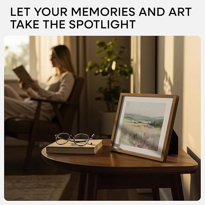 Homeforia 8x8 Picture Frames Bronze, High End Metal 8 x 8 Square Photo Frame with Mat 6 by 6, 8x8 Brass Frame Matted to 6x6 inch Print, 8by8 Wall or Tabletop Frames, Tempered Glass, Wall Kit, Set of 1-Ruum Studio Home