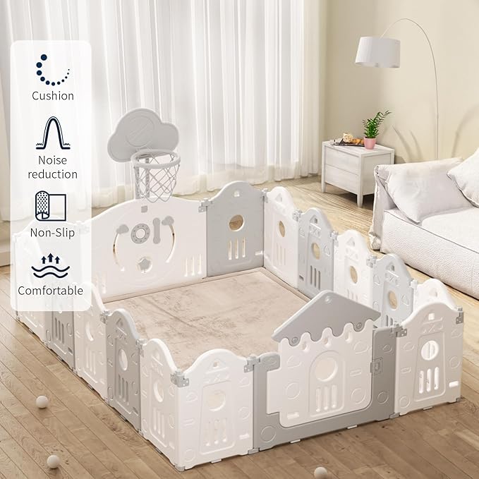 ACOMOPACK Baby Play Mat for Floor 1.3" Thick Memory Foam Play Mat 79"×118" Tummy Time Crawling with Non-Slip Bottom for Living Room,Nursery,Soft Velvet Playpen Mats for Kids,Infants（Beige）-Ruum Studio Home
