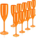 XUWAIDSGN Acrylic Champagne Flutes Toasting Glasses Unbreakable Mimosa Bar Reusable Wine Glasses Vintage Champagne Flutes Stemmed Drinking Cups 5.4 OZ for Christmas Birthday (10, Orange)-Ruum Studio Home