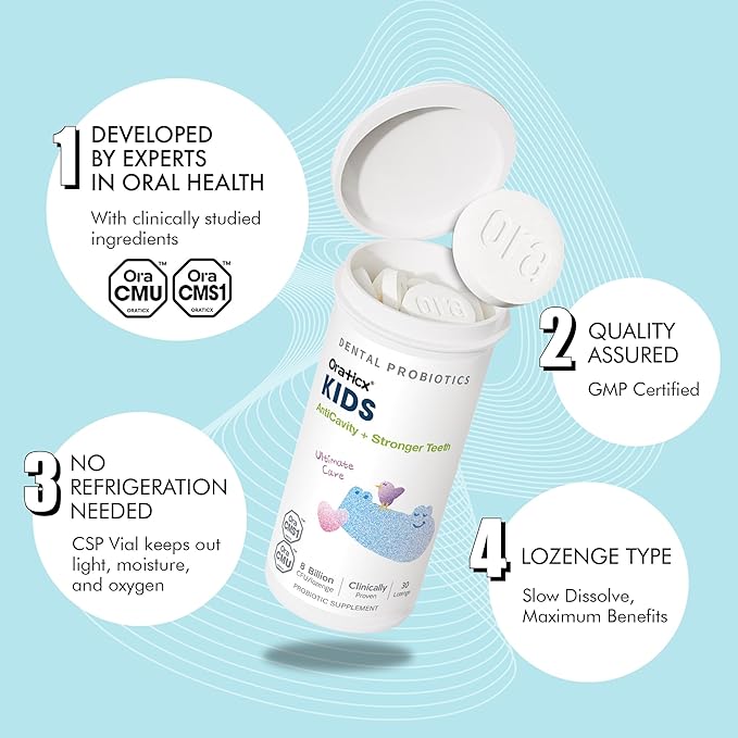 Kids Dental Probiotics for Anti-Cavity + Healthy Teeth and Gums, 8 Billion CFU Probiotics for Oral Health, Yogurt Flavor 2-Pack-Ruum Studio Home