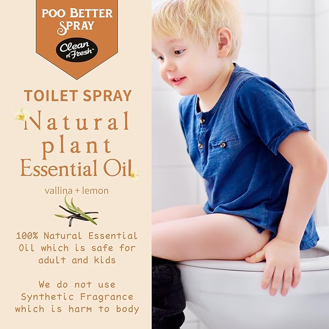 Clean-n-Fresh Toilet Spray 6.8 Fl.Oz, Vanilla Scent, Natural Plant Essential Oil Air Freshener & Odor Eliminator-Ruum Studio Home