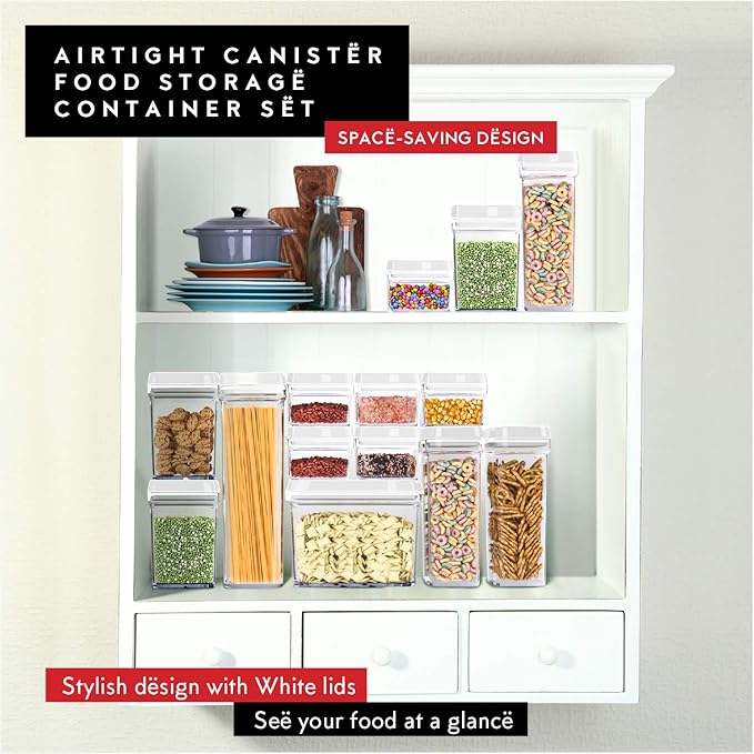 DWËLLZA KITCHEN Airtight Food Storage Containers with Lids - 5 Piece Set - Kitchen Accessories - Pantry Organization and Storage Containers for Food - Clear BPA-Free - Keeps Food Fresh & Dry-Ruum Studio Home