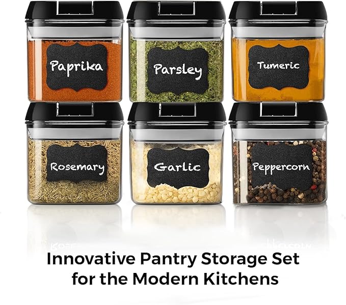 Shazo 6 PC Airtight Food Storage Containers - BPA Free Clear Plastic Snack & Spice Containers with Easy Lock Lids - Kitchen and Pantry Organization for Herbs, Coffee, Tea - 0.5L / 2.1 Cups-Ruum Studio Home