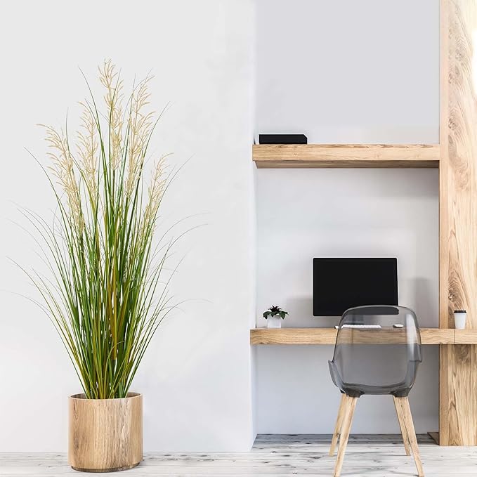 Artificial Plant, 47in Tall, 2pk Grass, Faux House Plants in Pot, Indoor Decorative Flowers &Greenery for Home and Office, Ideal Housewarming Gift-Ruum Studio Home