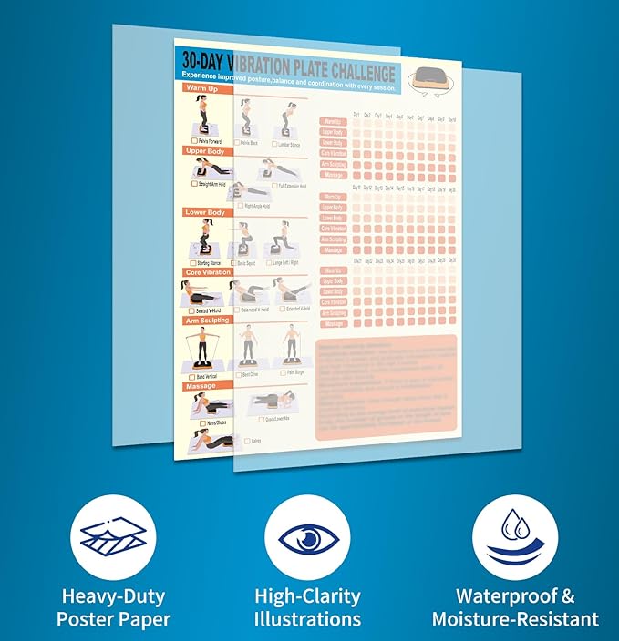 Whole Body Vibration Plate Exercise Poster Set - 6 Workout Guides & 2 Customizable 30-Day Plans for Home & Gym Use-Ruum Studio Home