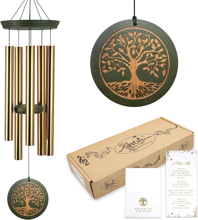 Memorial Wind Chimes for Outdoor & Gifts – Engraved Tree of Life, 36” Durable Metal Chimes with Soothing Melodies, Waterproof & Customizable Tones-Ruum Studio Home