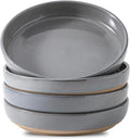 Pasta Bowls 26 OZ,Ceramic Salad Serving Bowls Set of 4,Large 8.2 inch Shallow Bowls Plates for Soup,Fruit,Noodle,Dinner,Dishwasher & Microwave Safe,Gray-Ruum Studio Home