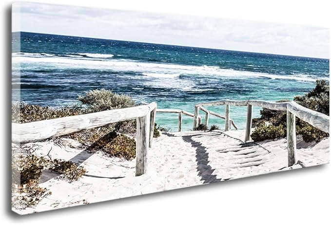 DZL Art S74275 Rottnest Island Beach Seascape Painting Sea Nature Pictures Wall Art Canvas Prints Painting Ready to Hang for Living Room Bedroom Decor Office Wall Decor Home Decoration-Ruum Studio Home