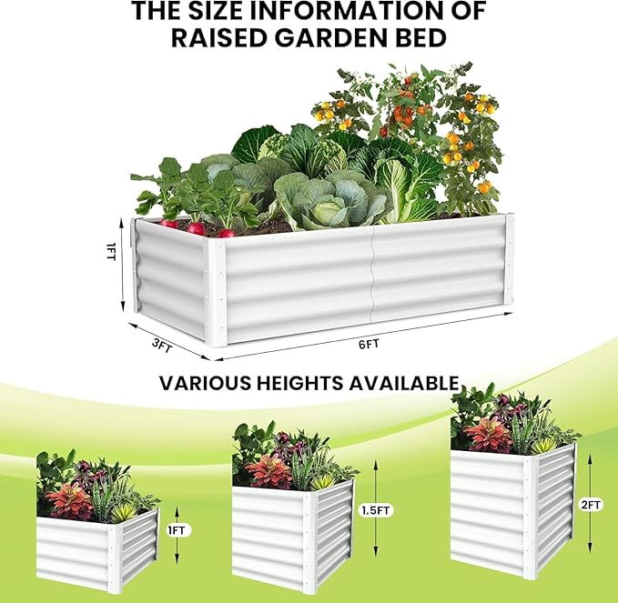 6x3x1ft Large Outdoor Planter Boxes Kit Set of 2, Galvanized Raised Bed Planter with Open-Ended Base Design, Elevated for Outdoor Plants, Durable Raised Bed for Gardening,Beige-Ruum Studio Home