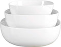 Denmark White Porcelain Chip Resistant Scratch Resistant Commercial Grade Serveware, 3 Piece Serving Bowl Set-Ruum Studio Home