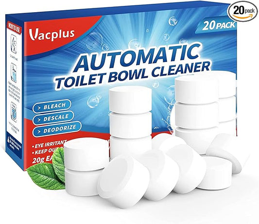 Vacplus Toilet Bowl Cleaner Tablets 20 PACK, Automatic Cleaners with Bleach, Slow-Releasing Toilet Tank Cleaners for Deodorizing & Descaling, Household Toilet Cleaners against Tough Stains-Ruum Studio Home