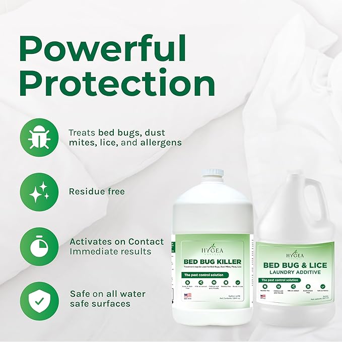Bed Bug & Lice Elimination Duo Kit- Includes Lice & Bed Bug Spray & Lice & Bed Bug Laundry Additive - Gentle Formula - Effective Pest Control for Home & Travel (2 Pack, 1 Gallon Each)-Ruum Studio Home