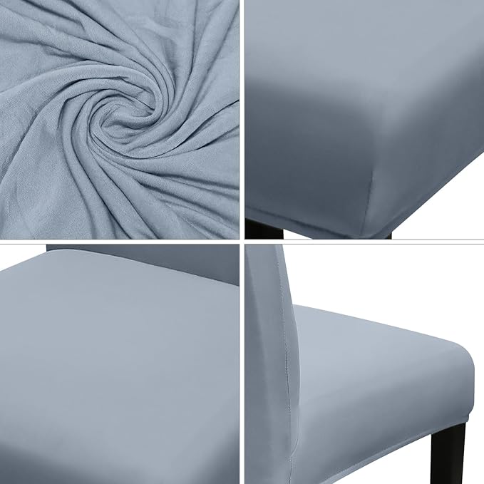 JQinHome 4 Pcs Dining Chair Slipcover, High Stretch Removable Washable Chair Seat Protector Cover for Home Party Hotel Wedding Ceremony(Light Grey)-Ruum Studio Home