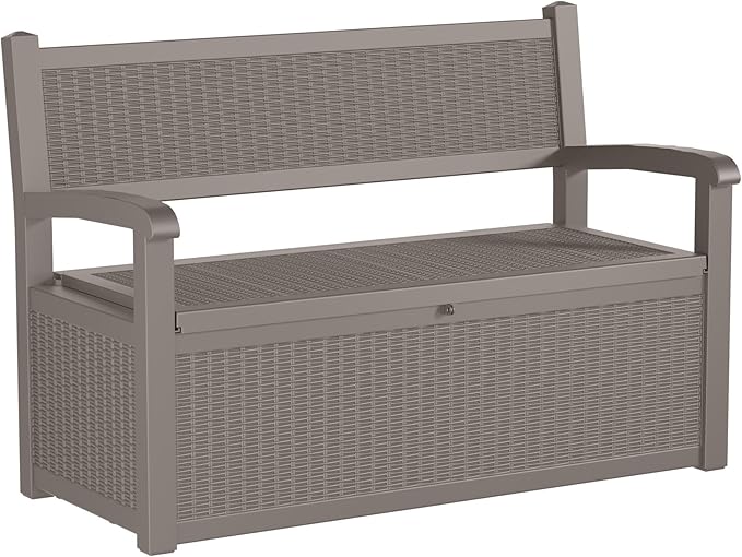 80 Gallon Storage Bench Deck Box Waterproof Lockable,Outdoor Storage Furniture for Patio,Garden and Cushions(Gray)-Ruum Studio Home
