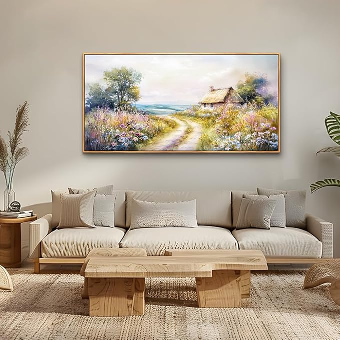 ZUITINGHUA Large Wood Framed Wall Decor For Living Room Canvas Wall Art For Office Modern Wall Decorations For Bedroom Country Road Landscape Painting Farmhouse Pictures Artwork Home Decor 24x48 In-Ruum Studio Home