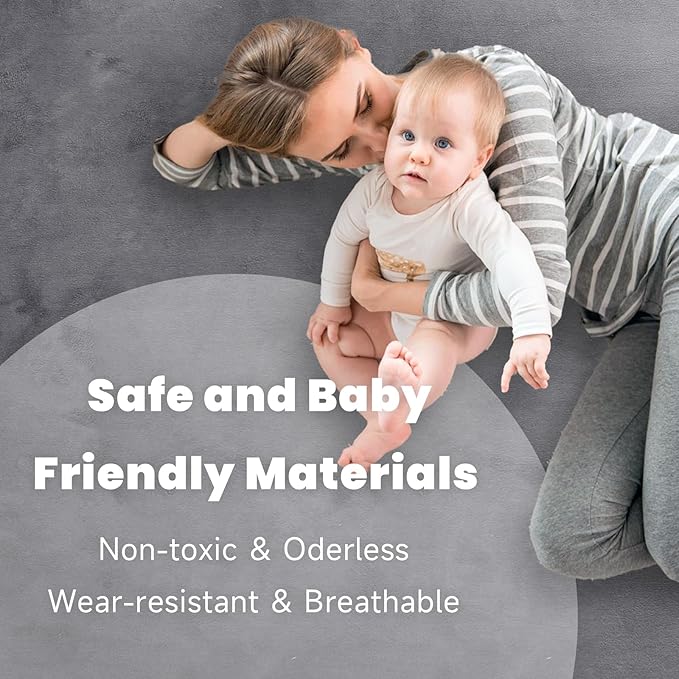 ACOMOPACK Baby Play Mat for Floor 1.3" Thick Memory Foam 50x50 Soft Velvet Playpen Mat for Kids,Infants,Toddlers,Tummy Time Crawling Mats with Non-Slip Bottom,Yoga,Tatami,Nursery Rug（Dark Grey）-Ruum Studio Home