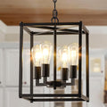 Lantern Pendant Light, 4-Light Black Chandelier,Modernized Ceiling Hanging Light Fixture for Bedroom Kitchen Island Foyer Living Room Dining Room Hallway-Ruum Studio Home