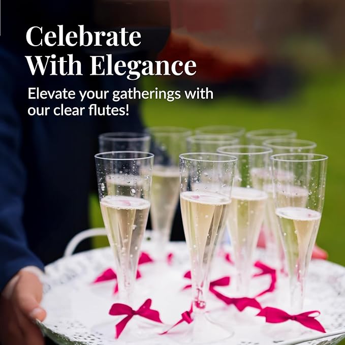 Prestee Set of 200 Plastic Champagne Flutes - Clear Champagne Glasses for Parties, Weddings, Events - 4.5 oz Disposable Drinkware - Elegant Stemware for Toasts Cocktails Mimosas-Ruum Studio Home
