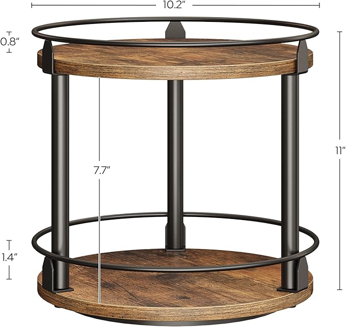 Spice Rack, Set of 2 Lazy Susan Organizer, 2-Tier Turntable Organizer, Rotating Spice Rack Organizer For Cabinet, Compact and Versatile, for Kitchen Countertop, Rustic Brown SR22L2BR-Ruum Studio Home