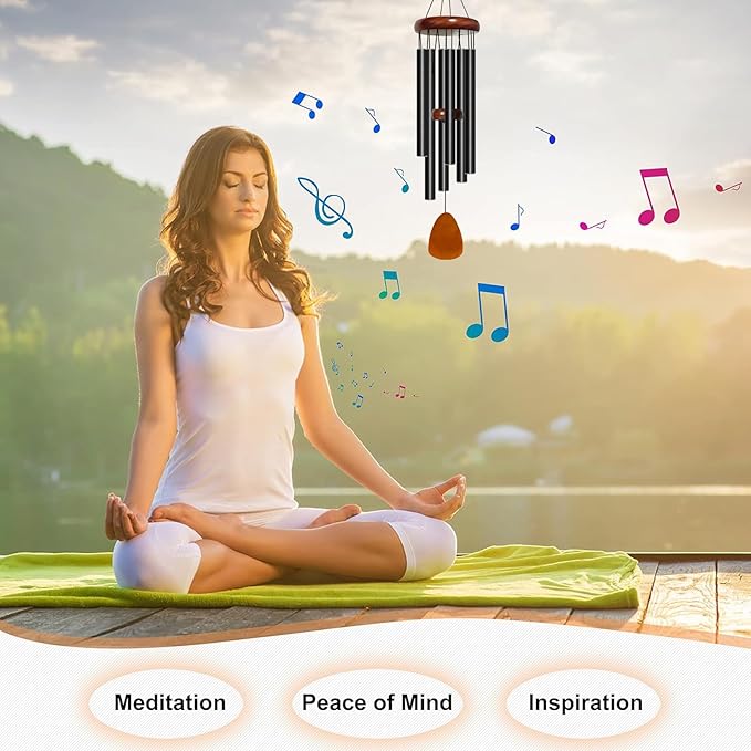 Wind Chime for Outside, 29 inch Aluminium Metal Wind Chimes, Relaxing Soothing Wind Chimes Outdoor, Decoration for Garden, Patio, Yard, Home, Gift for Mother's Day, Birthday(Waterdrop)-Ruum Studio Home