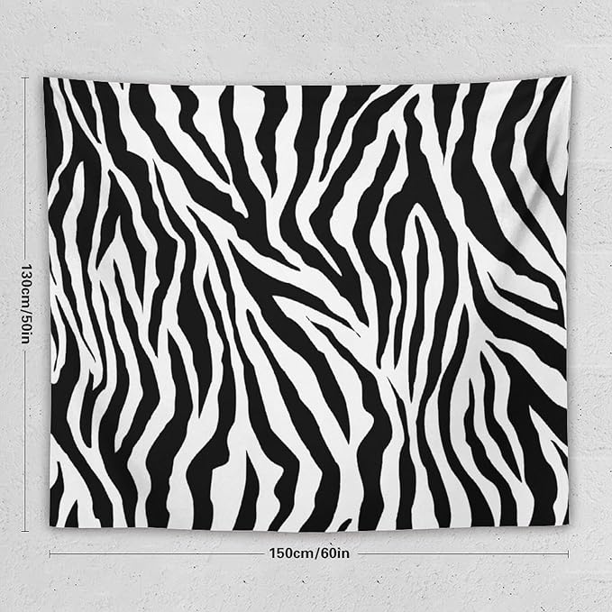 HZOHNAGO Zebra Print Tapestry Nature Wild Animals Black and White Stripe Printed Wall Tapestry Painting Wall Hanging for Bedroom Living Room Dorm 60" W x 50" H-Ruum Studio Home
