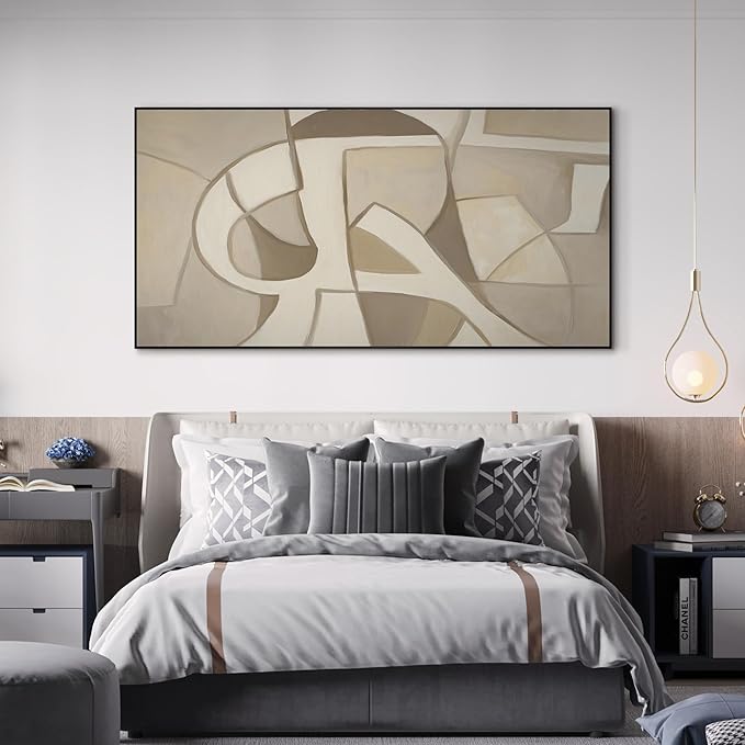 SIGNWIN 24"x46" Extra Large Framed Wall Art Neutral Abstract Geometric in Mid-Century Style, Retro-Inspired Design for Home Living Room Bedroom Decor (Frame Assembly Required)-Ruum Studio Home
