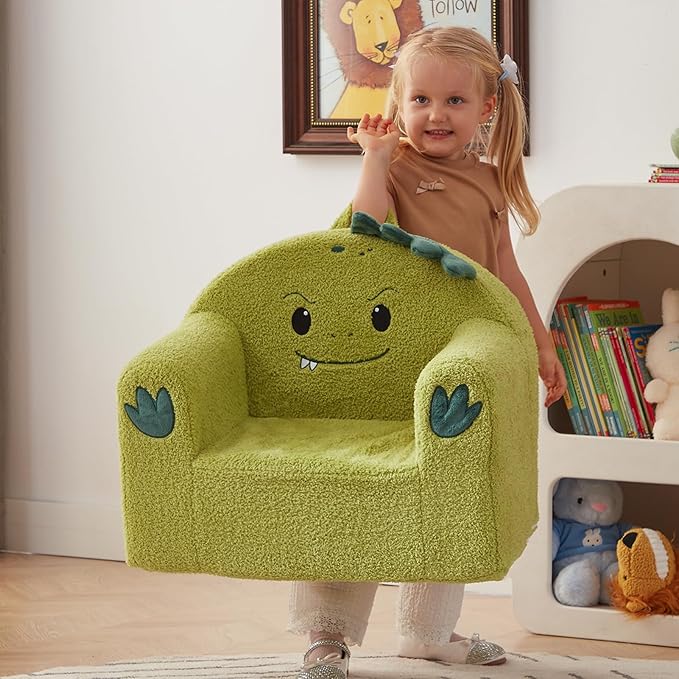 ALIMORDEN Animal Series Kid's Chair, Ultra-Soft Comfy Foam Filled Toddler Sofa Chair, Cute Animal-Shaped Design Toddler Couch, Lightweight Birthday for Baby Boys & Girls (Dinosaur)-Ruum Studio Home