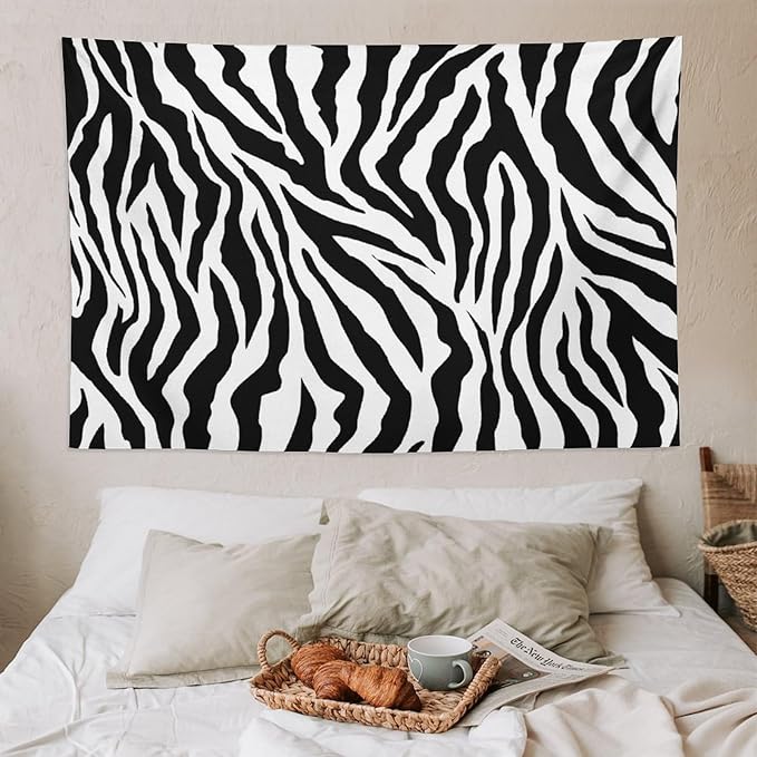 HZOHNAGO Zebra Print Tapestry Nature Wild Animals Black and White Stripe Printed Wall Tapestry Painting Wall Hanging for Bedroom Living Room Dorm 90" W x 60" H-Ruum Studio Home