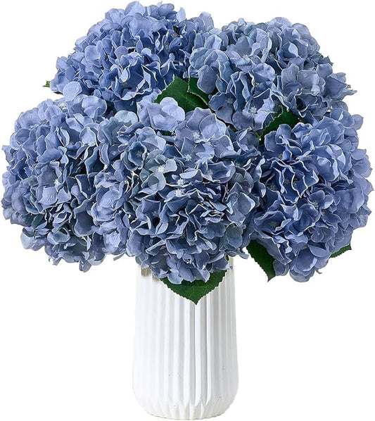 8Pcs Dusty Blue Fake Flowers Silk Hydrangea Artificial Flowers Bouquets Faux Hydrangea Stems for Home Table Centerpieces Wedding Party Decoration-Ruum Studio Home