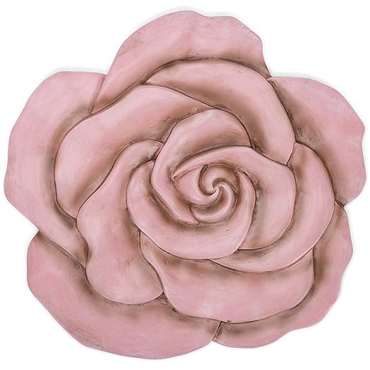 NAT & Jules Rose Flower Shaped Dimensional Indoor Outdoor 12 inch Cast Resin Decorative Garden Stepping Stone, Patio, Walkway Sculpture Yard Art, Pink-Ruum Studio Home
