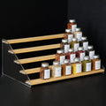 nianfeng Tiered Spice Rack, 5-Tier Spice Pantry Kitchen Cabinet Organizer, 19.9-Inch, Natural Wood Acrylic Stair Riser Stand, Countertop Seasoning Shelf-Ruum Studio Home