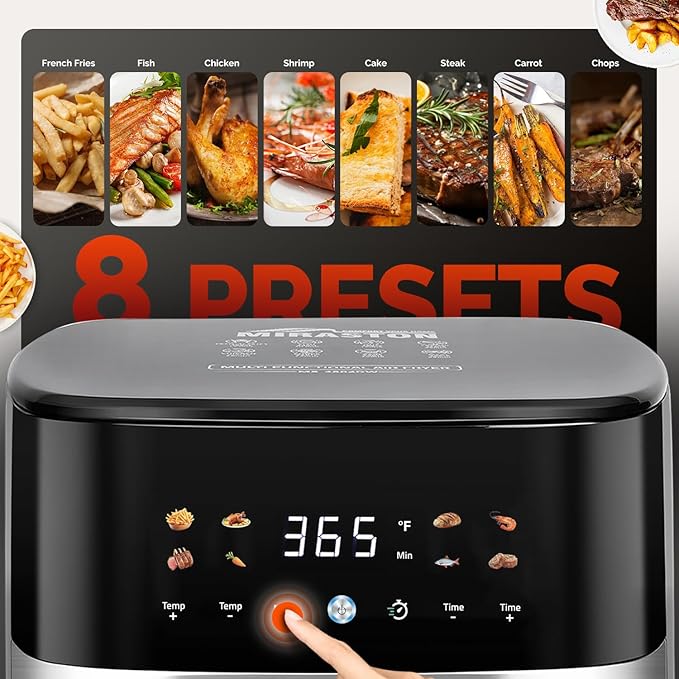 5.8QT Digital Air Fryer with Viewable Window, Adjust Temp & Timer, Air Frying, Reheat, Easy for Frozen Food, Snacks, Dinner, Large Square Basket than Round, Portable for Family & Apartment-Ruum Studio Home