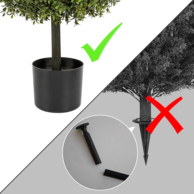 2 Pack 24.5inch Artificial Topiary Ball Plants, Faux Boxwood Ball in Pot, Fake Outdoor Plant for Front Door Decor, Home Decor, Garden, Wedding Decor-Ruum Studio Home