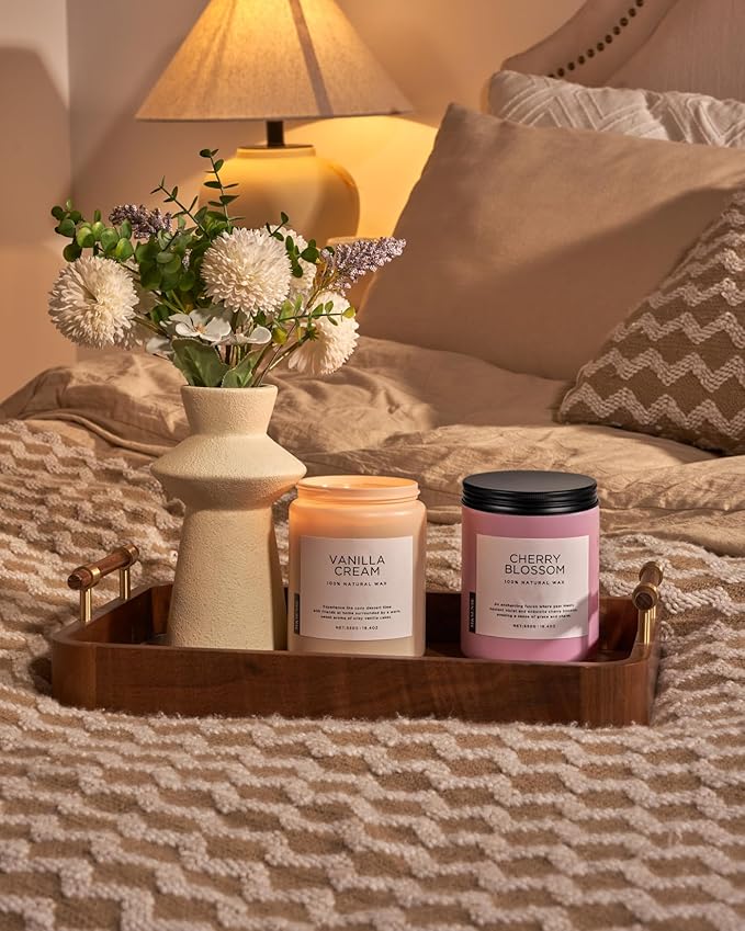 M&SENSE Vanilla Soy Candles, Large 2 Wick Jar Candle 19.4oz, 110 Hours Burning Time, 100% Natural Organic Soy Wax, Relaxing Aromatherapy Scented Candle, Housewarming Gift for Women and Men-Ruum Studio Home
