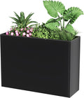 Tall Metal Cube Planter for Outdoor Plants 30" L x 12" W x 24" H, Heavy Duty Steel Large Planter Box with Removable Insert Shelf, Modern Décor for Tall Plants, Trees, Flowers (Black)-Ruum Studio Home