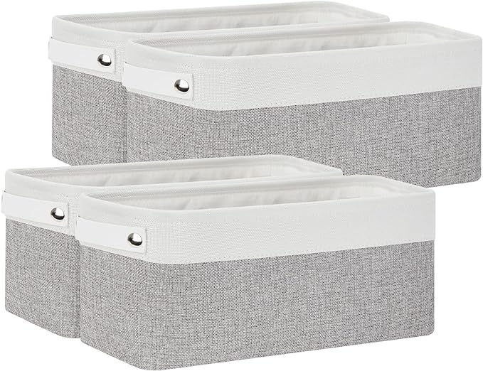 Bidtakay Small Bins for Organization Fabric Baskets for Toilet Paper Storage [4-Pack] Collapsible Narrow Baskets for Towels Socks Organizer Decorative Bins for Nursery Closet Cabinet -15x6x5.5In-Ruum Studio Home