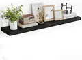 48 Inch Floating Shelves, 48"x9.25"x1.5" Inch Deep Floating Shelves for Wall, Wooden Shelves for Bathroom, Bedroom, Living Room, Black-Ruum Studio Home