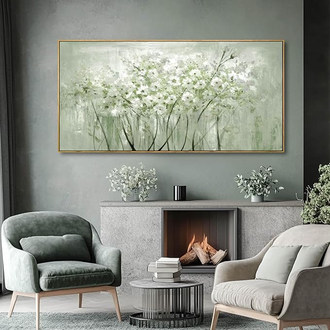 Framed Floral Wall Art Green botanical Canvas 24"x48" Artwork plant print Nature Wall Decor for Home Living Room Bedroom Kitchen Office-Ruum Studio Home