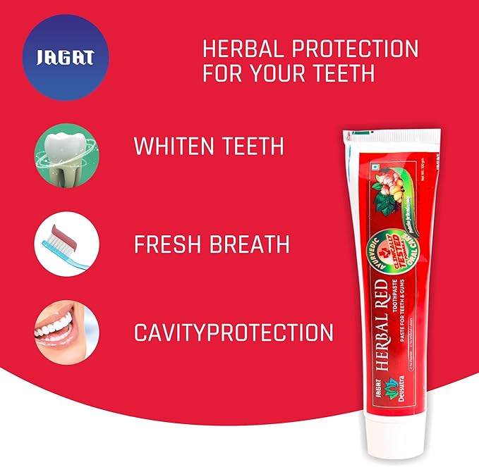 Jagat Devsutra Advanced Toothpaste & Red Toothpaste | Doctor Recommended Ayurvedic, Organic & Herbal | 100% Natural Teeth Whitening, No Fluoride & Artificial Colors, Gum Cure, Vegan - Pack of 4-Ruum Studio Home