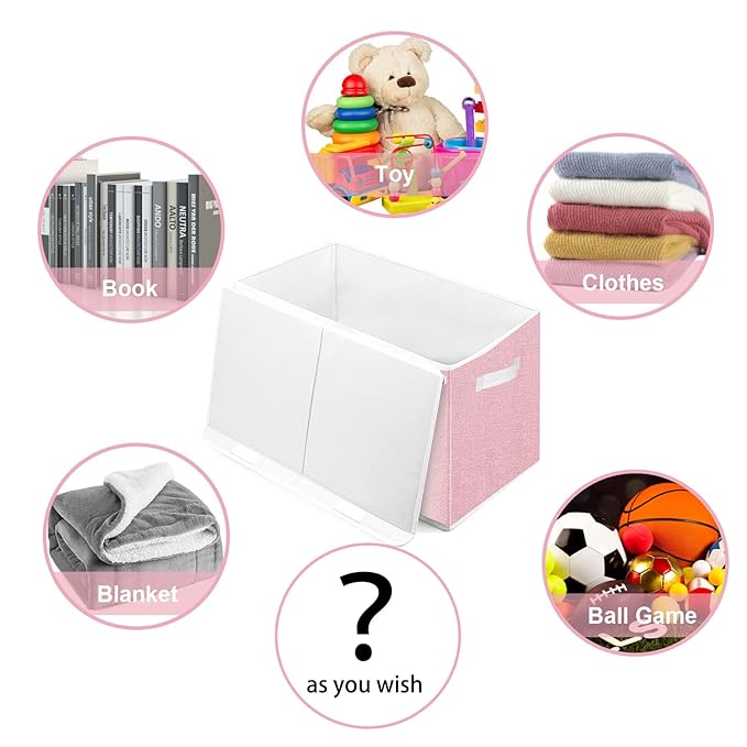 Toy Storage Box for Girls, Large Kids Toy Chest Boxes Organizers and Storage with Lids & Handles for Nursery,Playroom 24.5"x13"x16"(Pink)-Ruum Studio Home