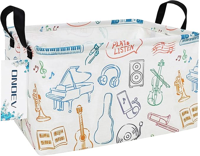 Rectangular Folding Laundry Basket,waterproof Canvas Basket,gift basket,Suitable for children's room,Clothes,Toys Storage(musical instrument)-Ruum Studio Home