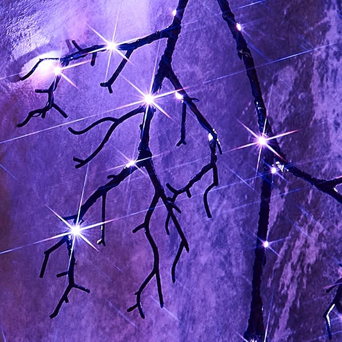 Birchlitland Halloween Lighted Garland 6FT 120L Orange and Purple Bi-Color LED Lights 8 Functions, Black Glittered Garland Lights Battery Operated for Indoor and Outdoor Halloween Party Decoration-Ruum Studio Home