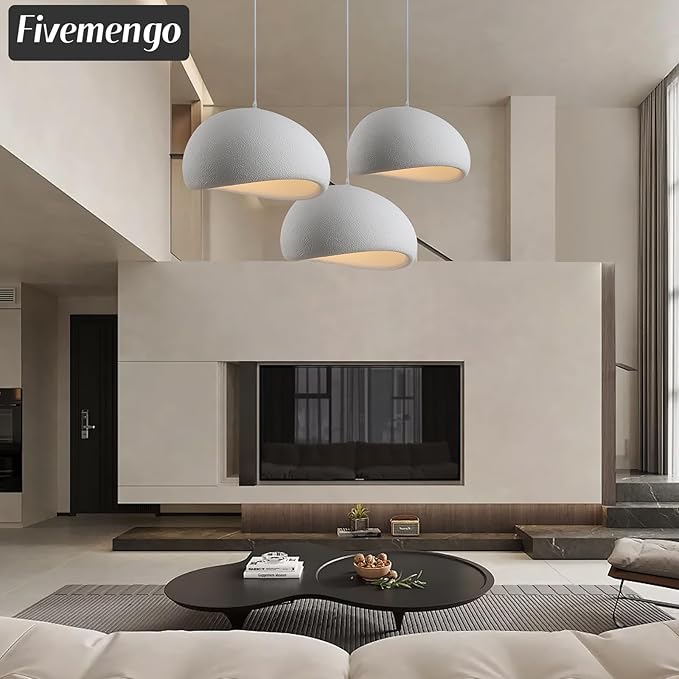 19.7in Wabi Sabi Pendant Lights Kitchen Island Lighting Fixture Ceiling Mount White Modern Japanese Lamp Japandi Chandelier for Dining Living Room Hallway Bedroom Restaurant Hanging Lamp-Ruum Studio Home