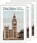 24x36 Poster Frame 3 Pack - White Woodgrain, Solid Wood Picture Frame, Wall Gallery Frame - Wall Hanging-Ruum Studio Home